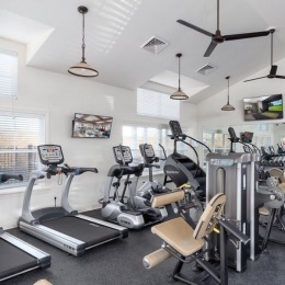 a gym with exercise equipment